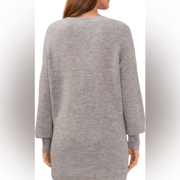 Halogen EUC Ribbed V-Neck Tunic Sweater Light Gray 3x - Picture 2 of 6